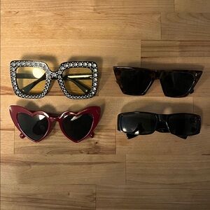Stylish Women's Sunglasses Set - Black, Brown, Red